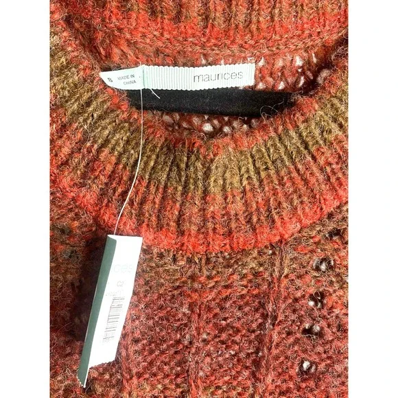 Maurices Woman's Sweater Size small‎ Open Knit Wool Blend Striped fall stretchy - Picture 4 of 8